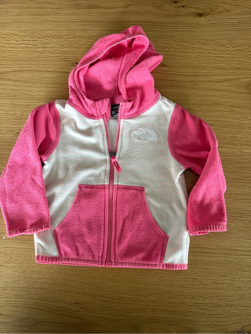 The North Face Kids Pink and White Fleece Zip Hoodie 6-12 months